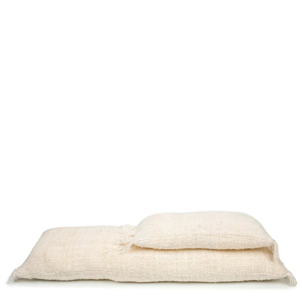 Housse de coussin rectangulaire crème en coton avec surface tissée 35x100 cm
