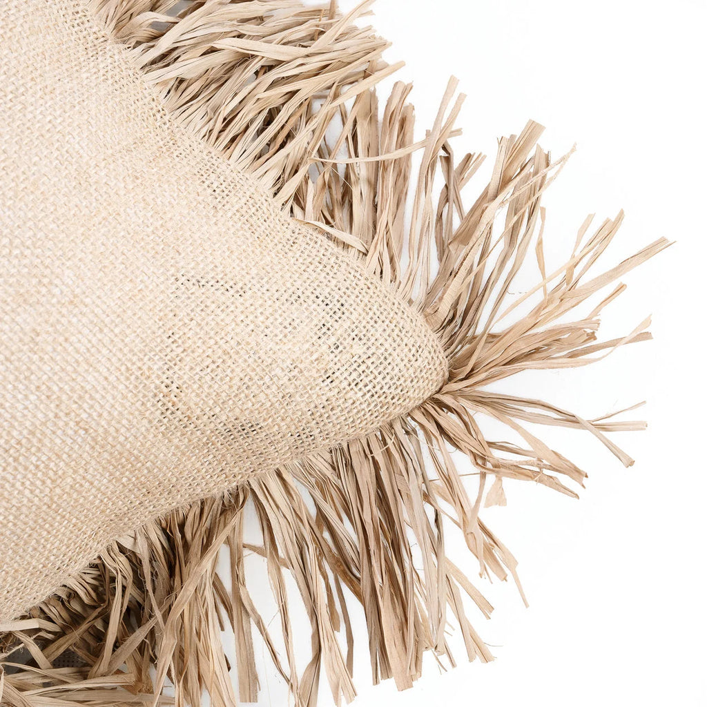 Housse de coussin rectangulaire en jute naturel avec franges décoratives