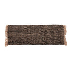 Écharpe en laine marron à motif chevrons avec franges, idéale pour Housse de coussin