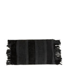 Housse de coussin rectangulaire rayé en velours noir à franges – 30x50 cm
