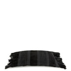 Housse de coussin rectangulaire rayé en velours noir à franges – 30x50 cm