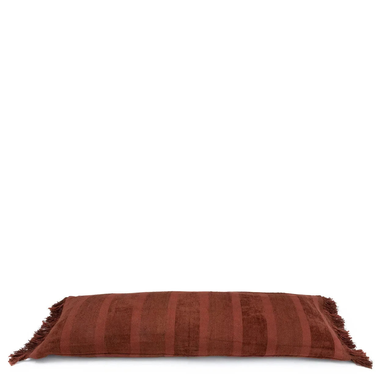 Housse de coussin rectangulaire en velours bordeaux avec franges – 35x100 cm