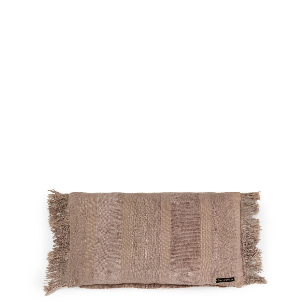 Tapis rectangulaire beige en velours côtelé avec franges, idéal pour la décoration