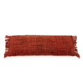 Housse de coussin rouge cerise à franges, rectangulaire, textured, 35x100 cm