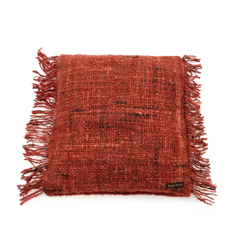 Housse de coussin rouge cerise  en coton tissé - 40x40 cm