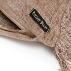 Housse de coussin velours béton 100x35 cm, beige avec frange et fermeture éclair