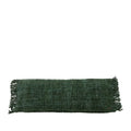 Housse de coussin vert forêt rectangulaire en coton tissé avec franges 35x100 cm