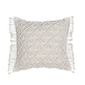 Housse de coussin macramé carré blanc