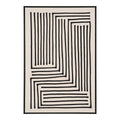Tapis abstrait minimaliste géométrique noir sur beige crème 60x90 cm