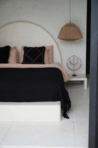Jeté de lit en coton noir 260x122 cm confortable