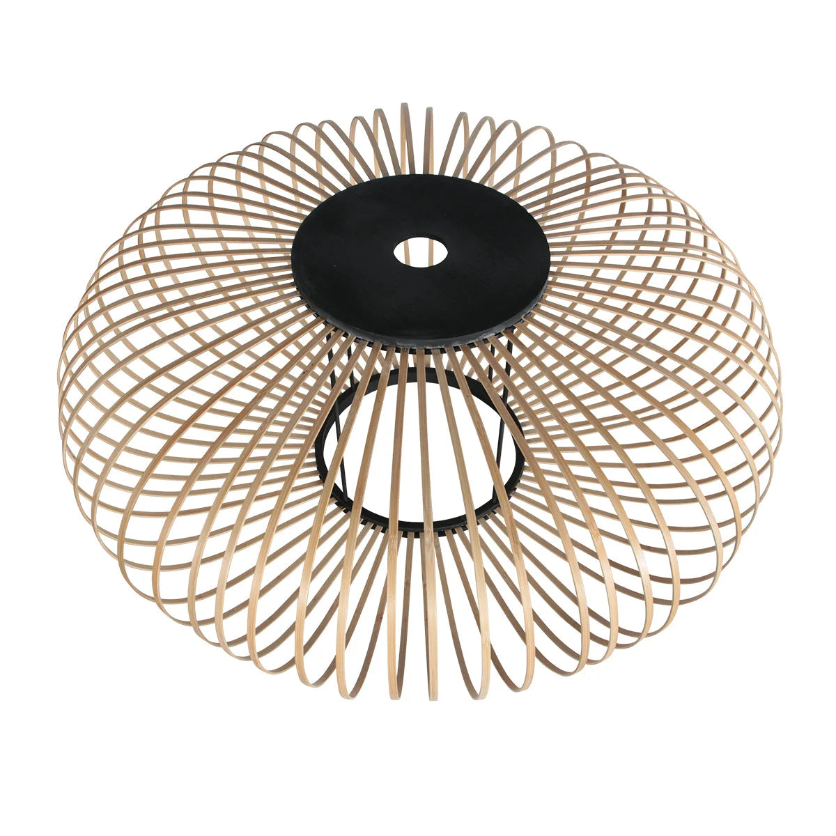Lampadaire à arc métal noir effet rotin H190 cm