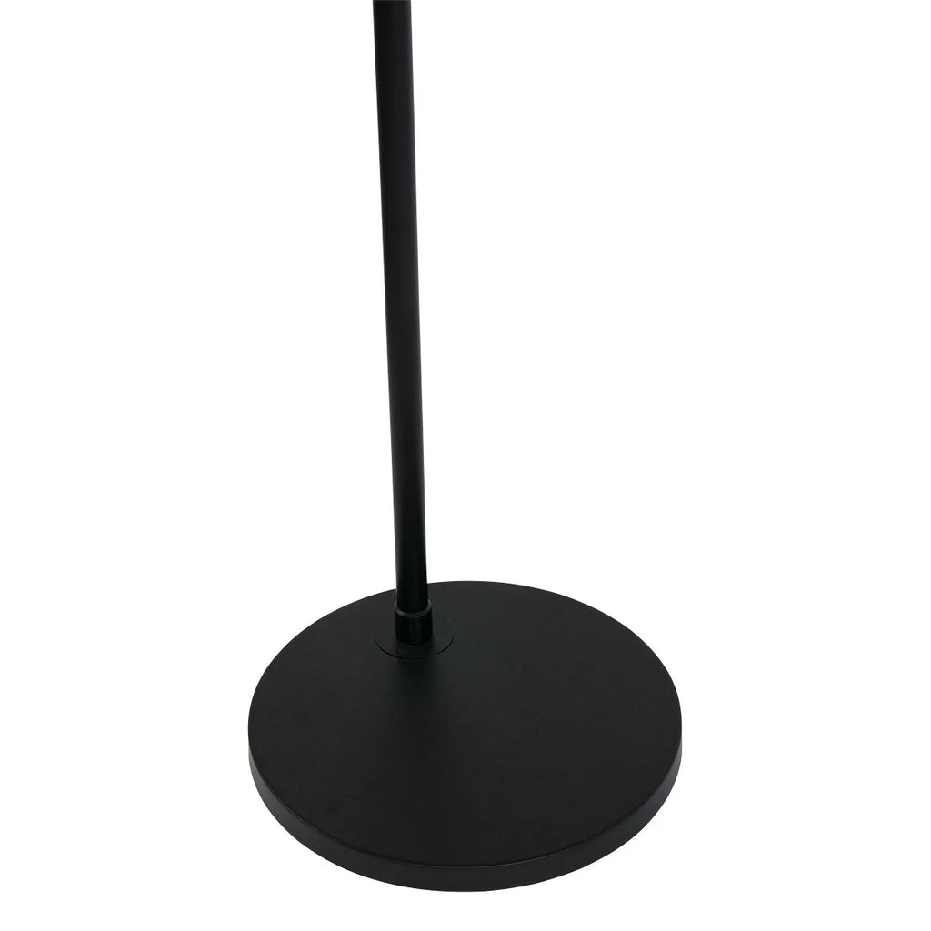 Lampadaire à arc noir H180 cm avec abat-jour lanterne blanc nervuré