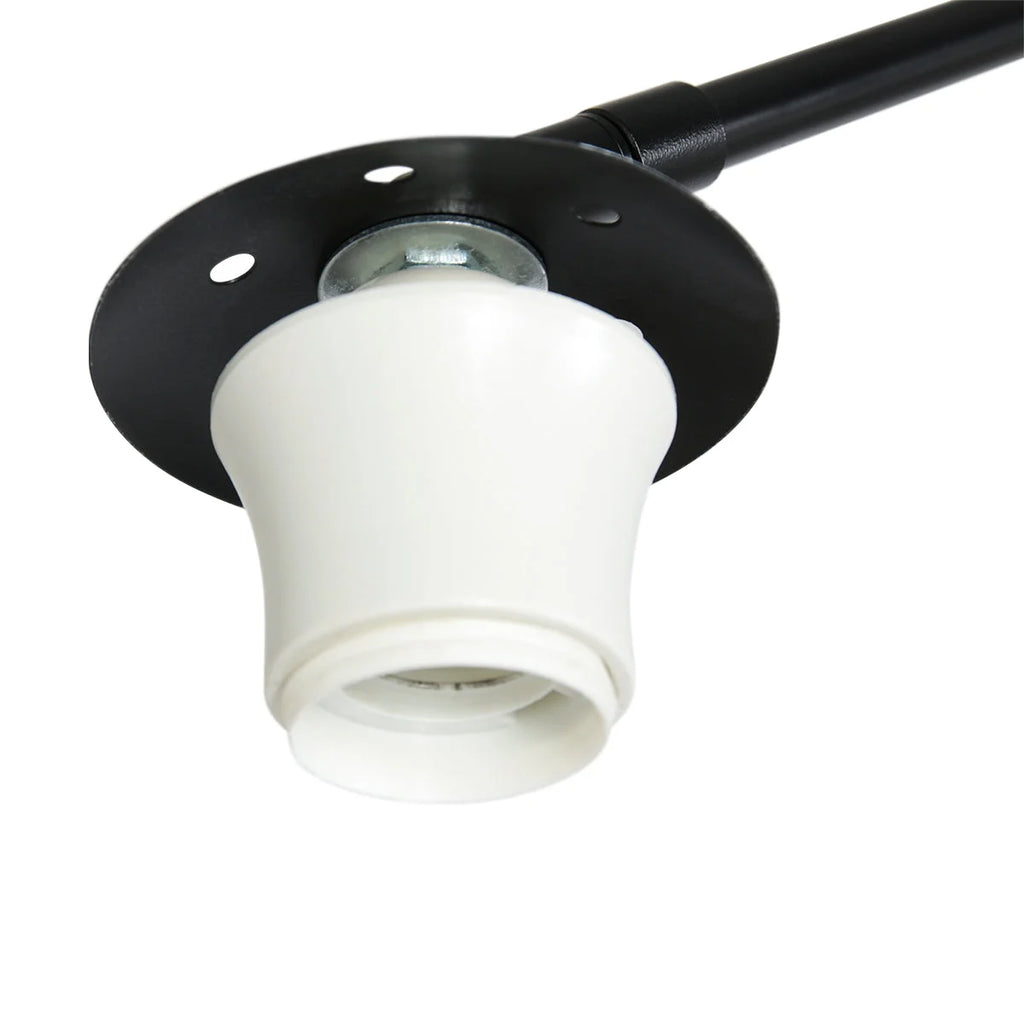 Douille de lampe en plastique blanc avec plaque de montage en métal noir