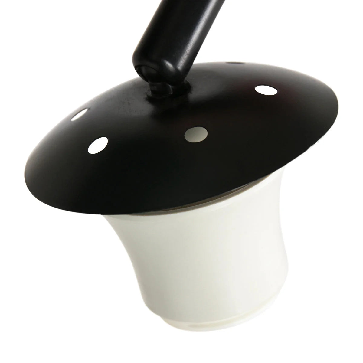 Lampadaire à arc noir avec abat-jour lanterne blanc nervuré, H180 cm