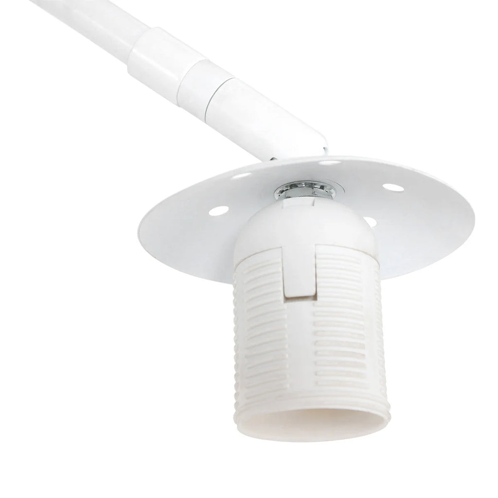Applique plafond blanche réglable en métal avec abat-jour en tissu tambour H240 cm
