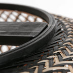 Panier rond en rotin tressé noir et bronze avec bordure solide pour Lampadaire arc