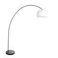 Lampadaire arqué en métal noir avec abat-jour blanc hémisphérique H185 cm