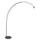 Lampadaire arc métal noir avec abat-jour rotin ajouré naturel H180 cm