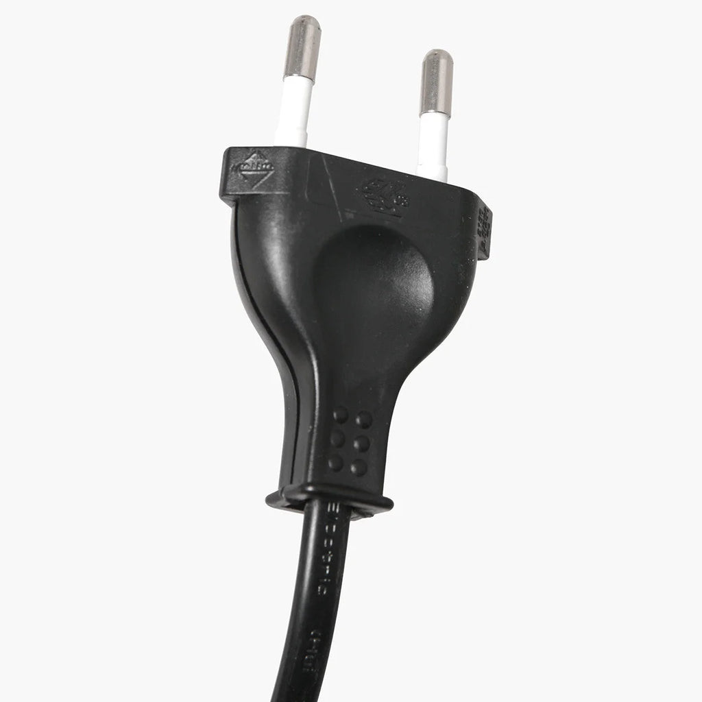 Prise électrique noire à deux broches avec câble pour Lampadaire arc métal noir
