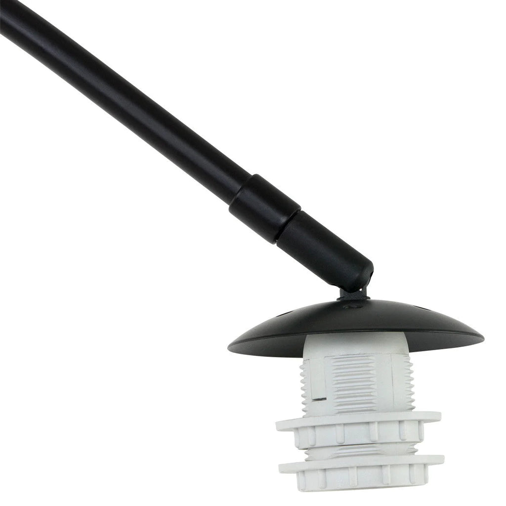 Bras de lampe noir ajustable avec douille blanche et filetée pour abat-jour tressé