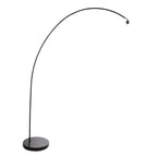 Lampadaire arc en métal noir avec abat-jour en verre fumé, hauteur 185 cm
