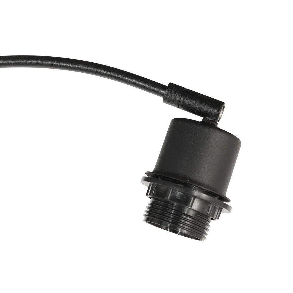Socle de lampe en plastique noir avec base filetée et câble attaché