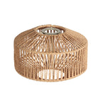 Lampe arqué 3 bras métal noir avec abat-jour fibre tressée beige