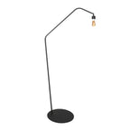 Lampe sur pied en bambou ajouré et métal noir avec bras courbé, H175 cm