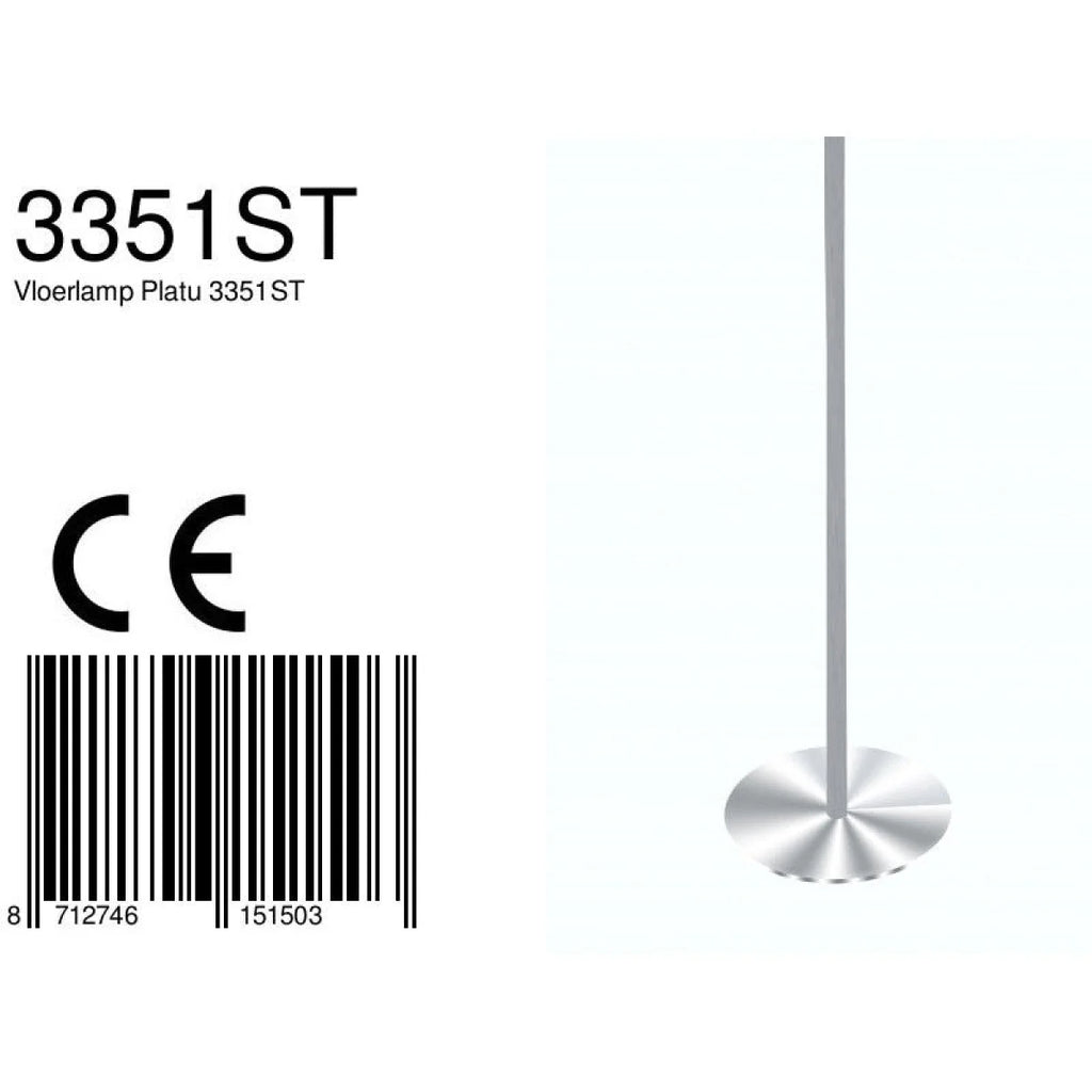 Ampoule LED dans un lampadaire en métal argenté avec bras orientable et variateur