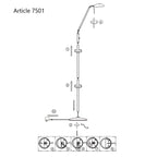 Diagramme d’assemblage du lampadaire en métal brossé bras articulé H50 cm pour lecture