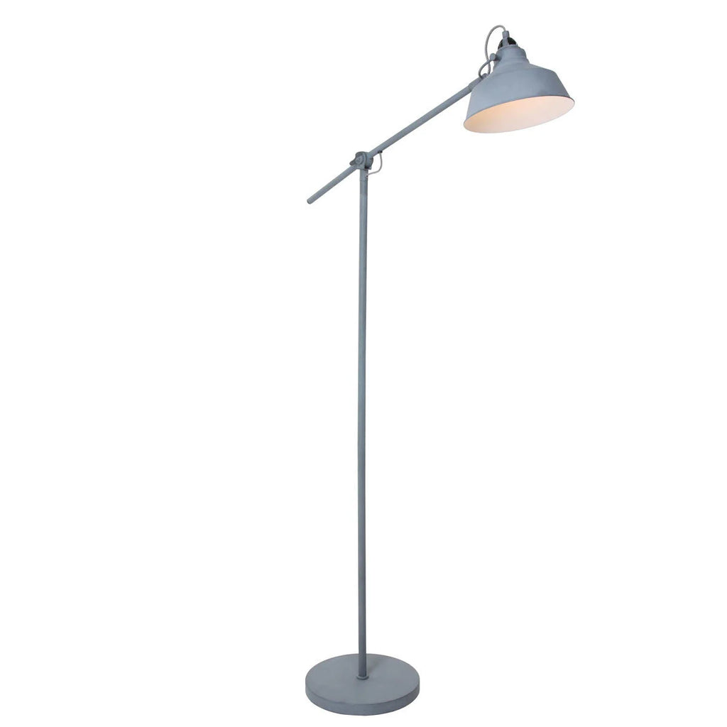 Lampadaire en métal gris réglable avec bras articulé et abat-jour conique H172 cm