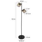 Lampadaire en métal noir avec abat-jours en cannage ajouré, H160 cm