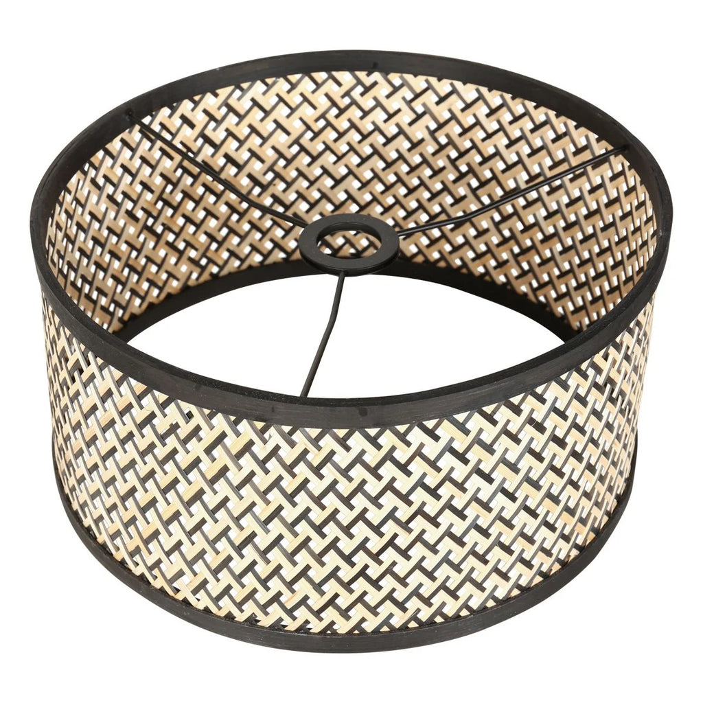 Abat-jour tressé en rotin avec trim noir pour Lampadaire en métal noir orientable