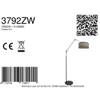 Lampadaire en métal noir avec abat-jour tressé ajouré orientable et hauteur de 150 cm