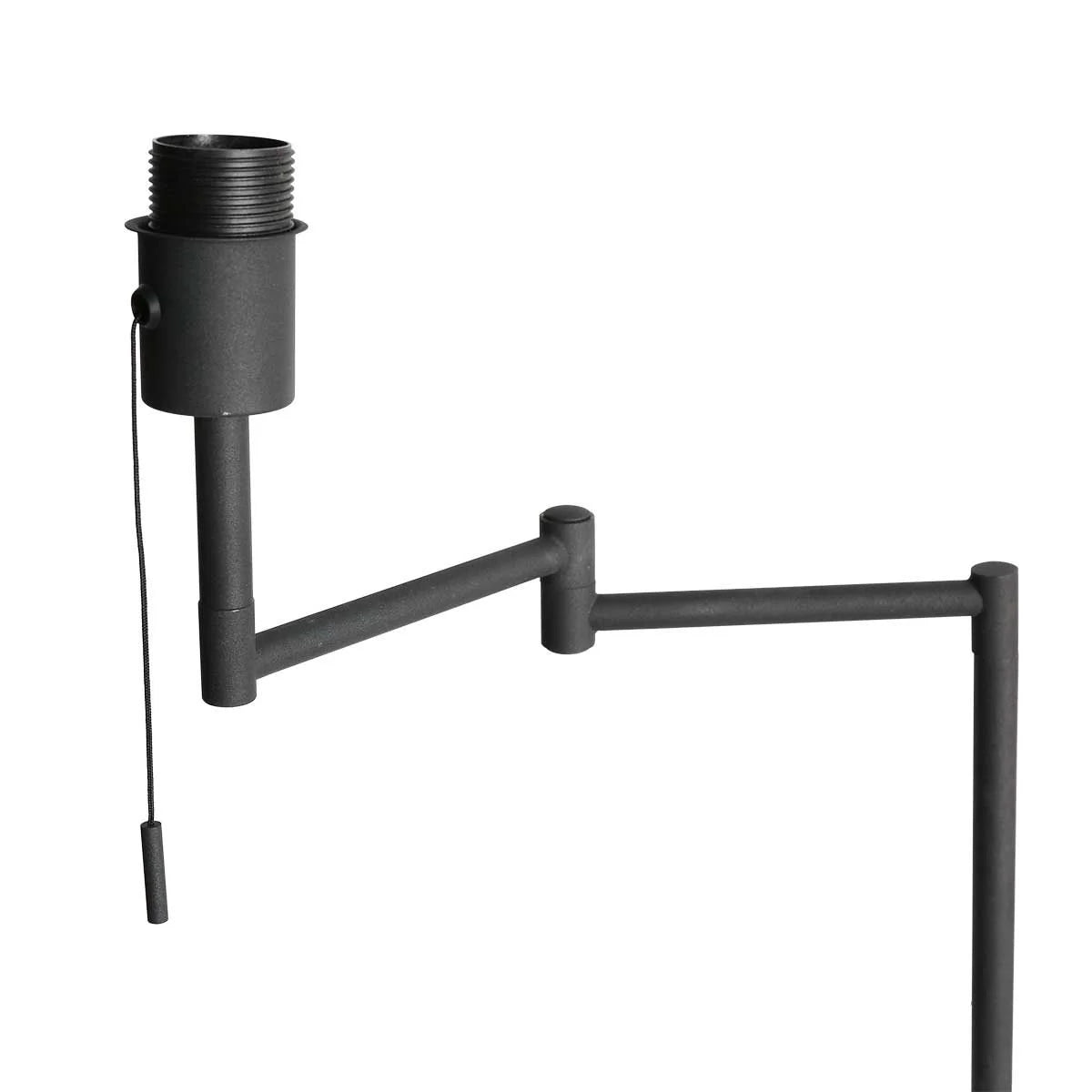 Lampe noire en métal avec bras ajustable, interrupteur à chaînette et douille vissée