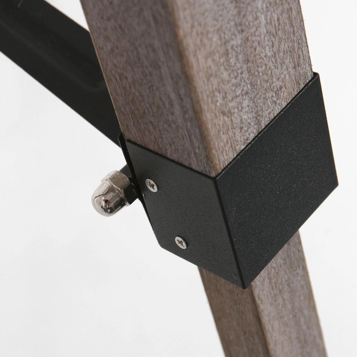 Pied en bois avec support en métal noir pour lampadaire H170 cm avec abat-jour tressé