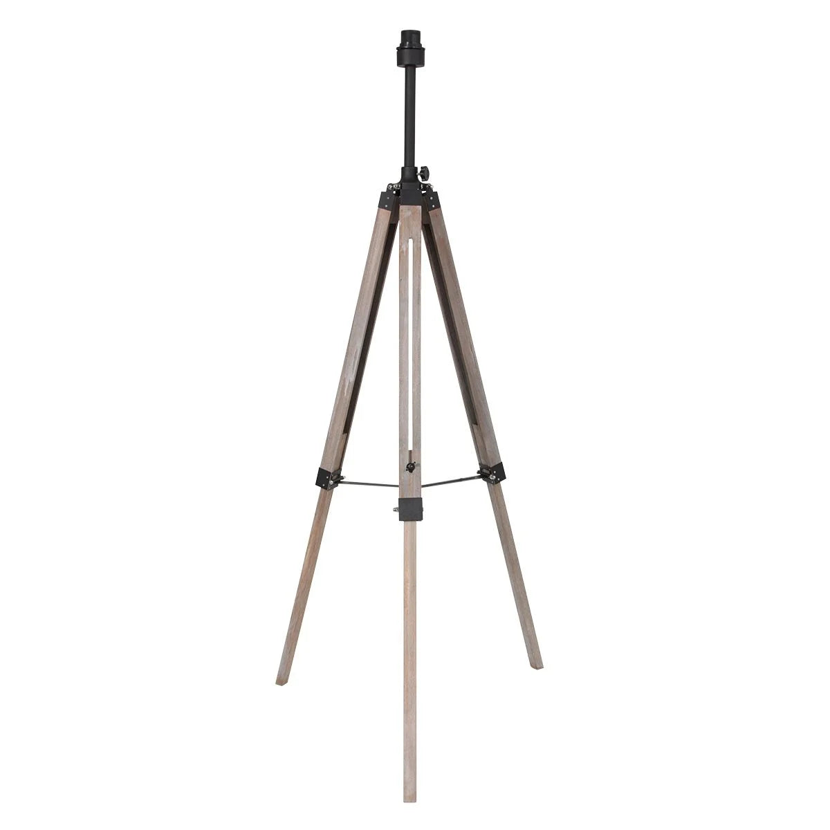Lampadaire trépied en bois naturel avec abat-jour tressé H170 cm