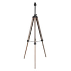 Base de lampadaire en bois naturel avec trépied et abat-jour tressé, H170 cm