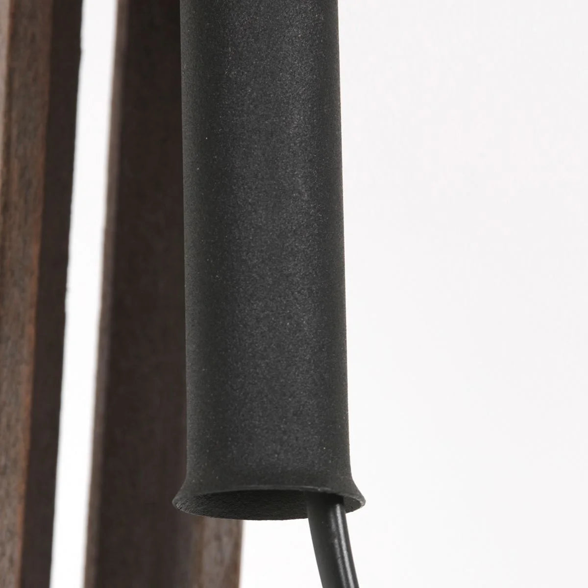 Composant de lampe cylindrique noir pour Lampadaire trépied en bois naturel avec abat-jour tressé