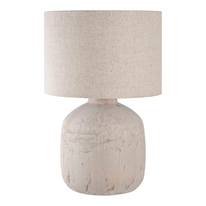 Lampe à poser céramique texturée abat-jour lin écru – H46 cm