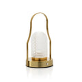 Lampe à poser effet lanterne laiton et verre texturé H23 cm