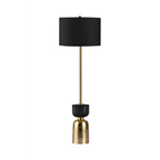 Lampe de sol en marbre noir et laiton brossé avec abat-jour tissu, H127 cm