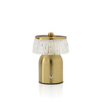 Lampe champignon en laiton brossé et verre strié, H16 cm