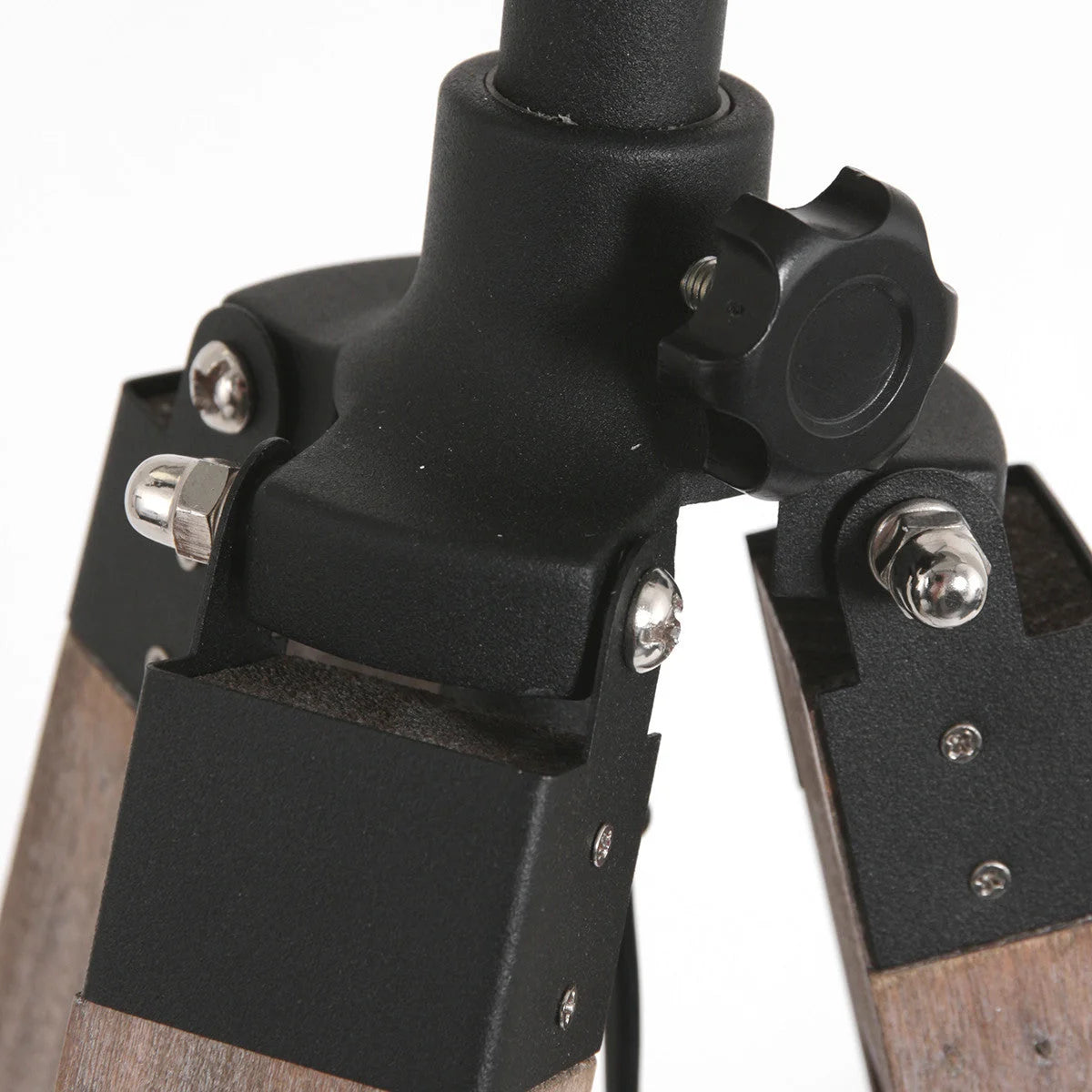 Base de lampe sur pied en bois pour lampadaire avec abat-jour en tissu noir H165 cm