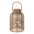 Lampe solaire en rotin marron ajouré avec anse, H30,5 cm