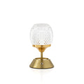 Lampe de table en laiton avec globe en verre facetté transparent