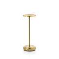 Lampe de table minimaliste en métal laiton, tige cylindrique, tête disque, H27 cm