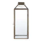 Lanterne en métal doré vieilli avec verre transparent, H35 cm