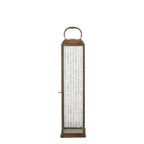 Lanterne en métal vieilli et verre strié avec anse, hauteur 49 cm