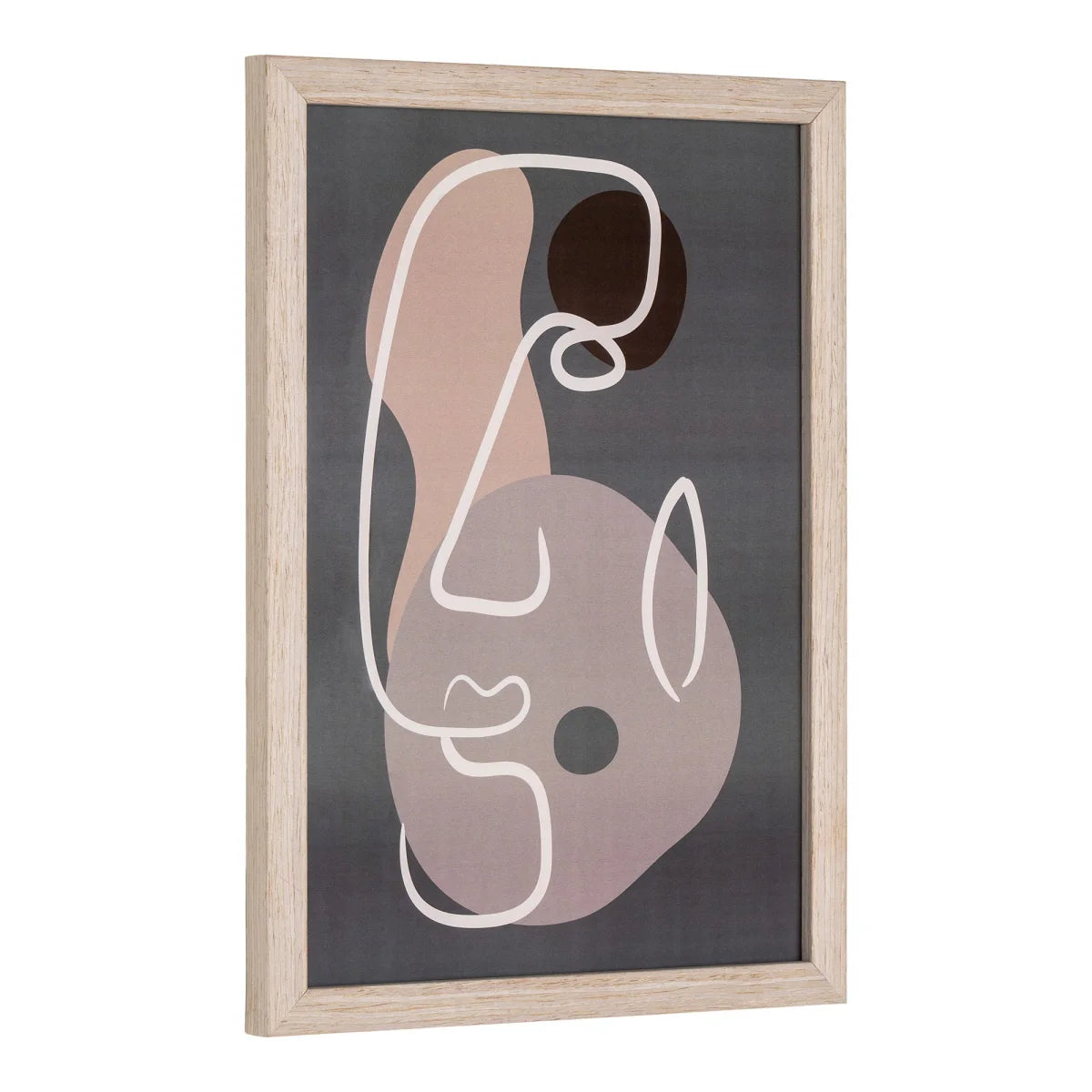 Lot de 3 cadres MDF verre naturel avec art abstrait minimaliste beige gris
